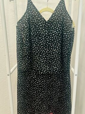 A new day Black Strapless Heart Print tank and skirt